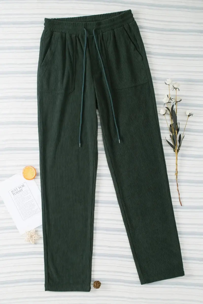 Comfortable Drawstring Straight Pants with Pockets - Love Salve